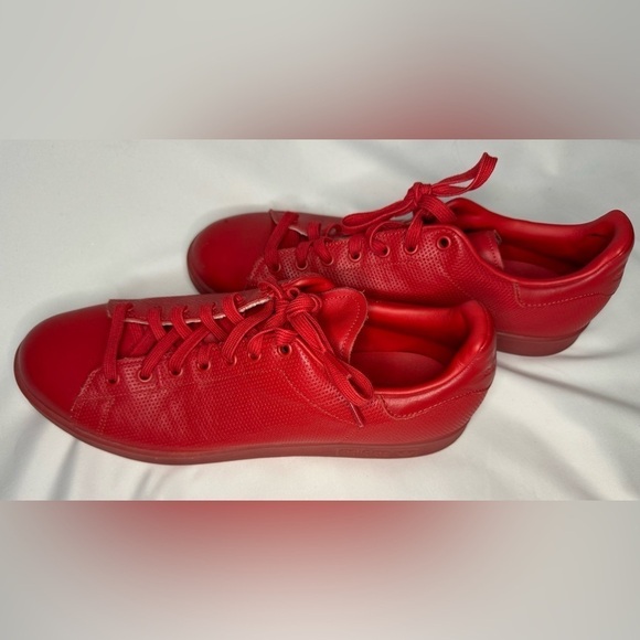 Adidas Men’s Stan Smith’s Adicolor Scarlet Red Leather Sneakers Size 13 - Picture 3 of 11